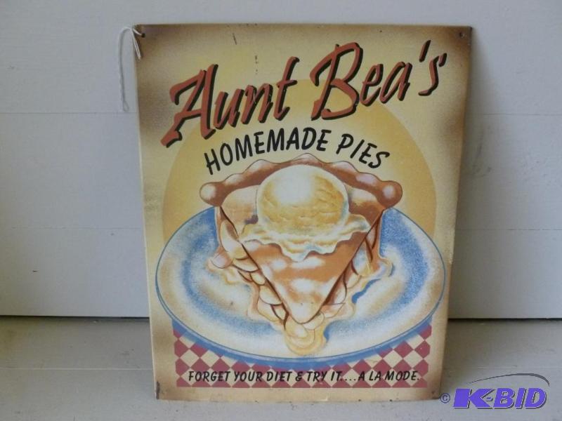 lot 103 image: Aunt Beas Homemade Pies heavy gage metal sig...