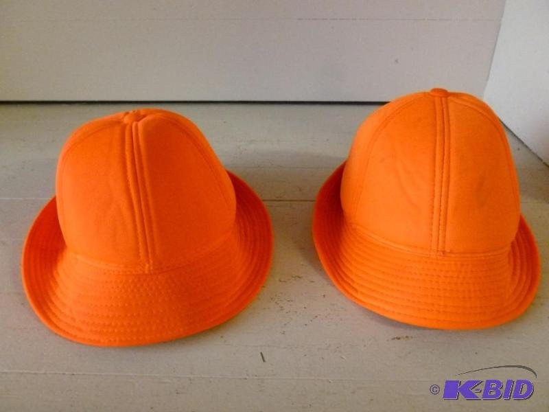 lot 106 image: Lot of two insulated blaze orange hunting cap...