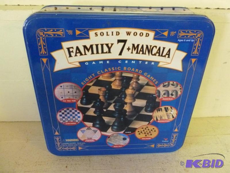 lot 113 image: Game Center solid wood game set of eight clas...