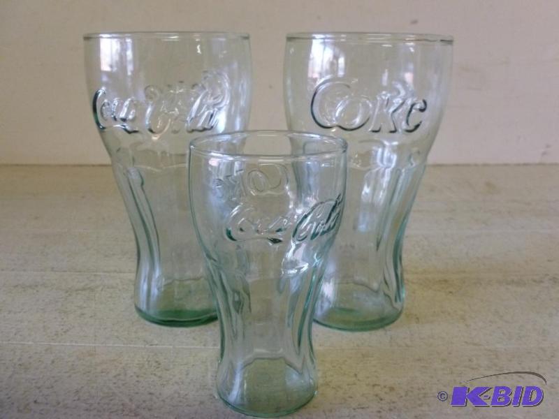 lot 147 image: Lot of three collectible Coca-Cola soda glass...