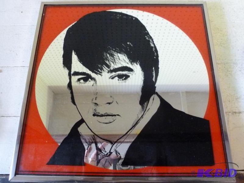 lot 161 image: Collectible Elvis Presley metal framed mirror...