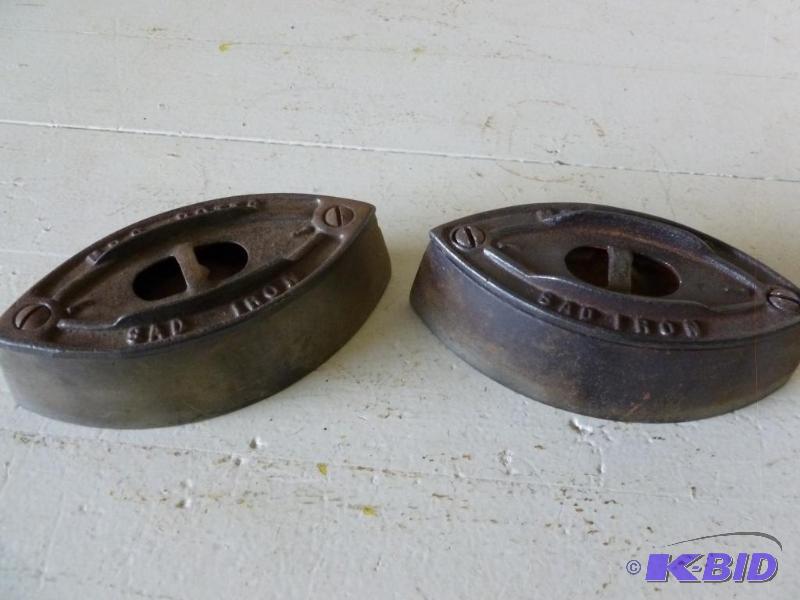 lot 165 image: Lot of two antique Mrs. Potts sad irons....