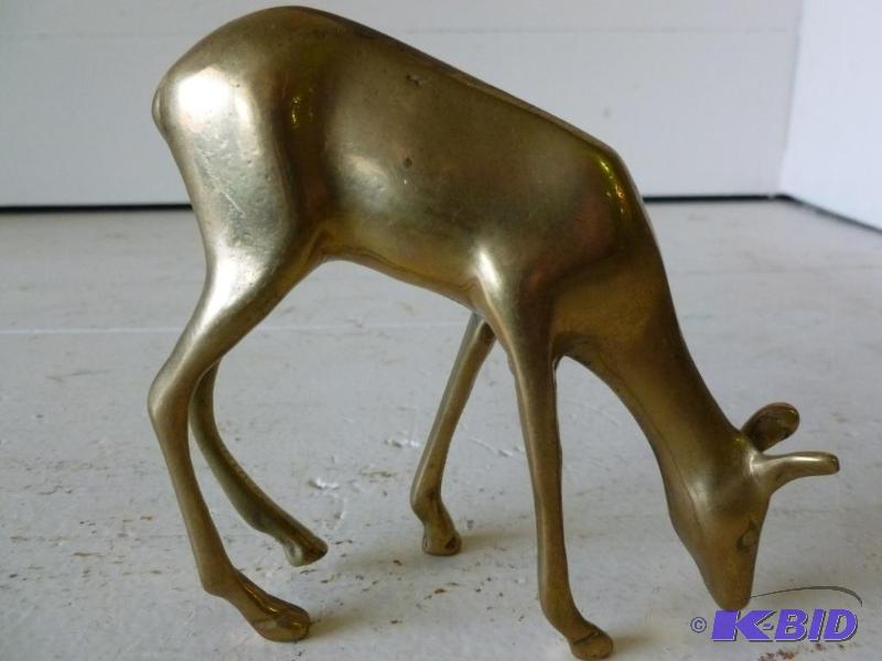 lot 169 image: Vintage cast brass deer decoration, measures ...