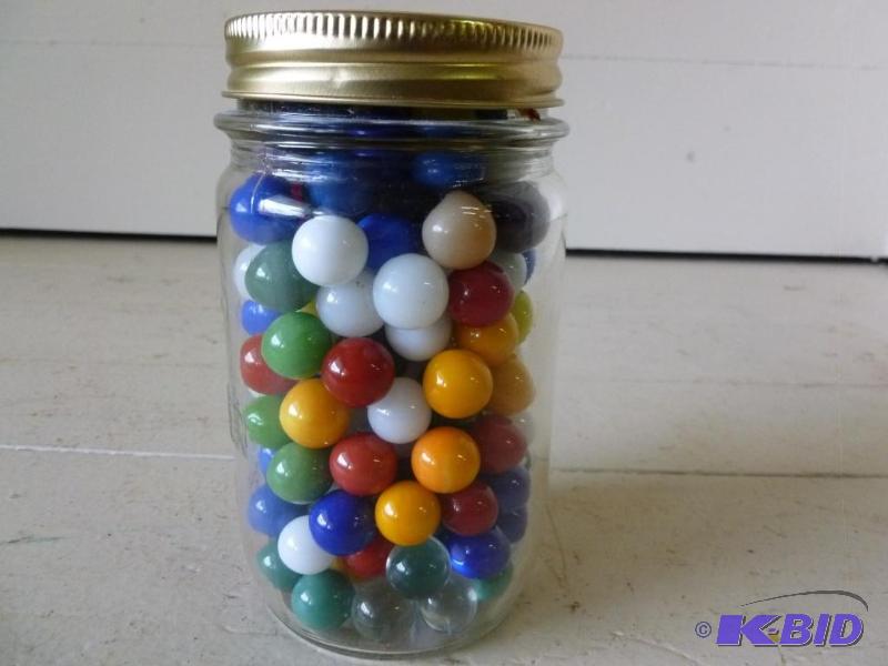 lot 172 image: Jar of mixed vintage marbles....