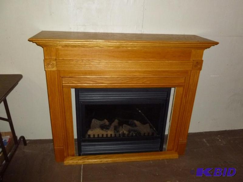 lot 2 image: Large Wood Mantle Electric Fireplace that mea...