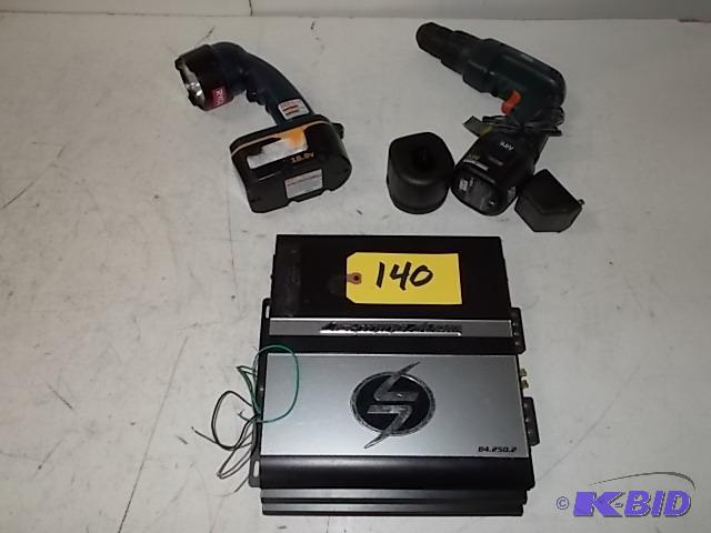 lot 140 image: Car Amplifier, Flashlight, & Drill...