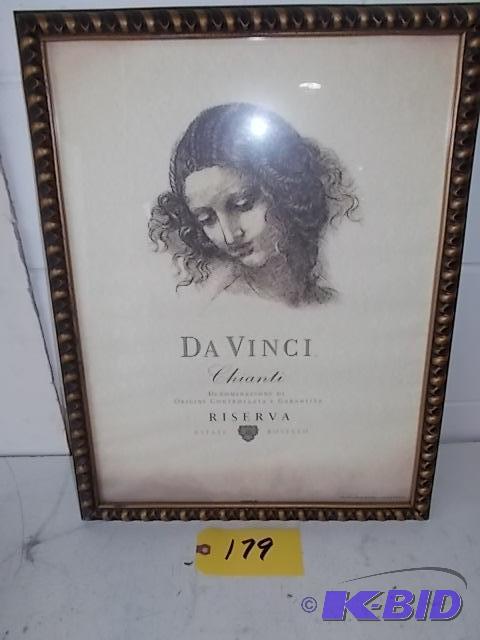 lot 179 image: Da Vinci Chianti Print, 17 x 22...