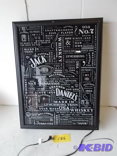 lot 188 image: Jack Daniels Lighted Sign, 22 x 29...