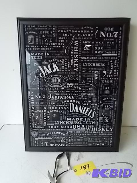 lot 189 image: Jack Daniels Lighted Sign, 22 x 29...