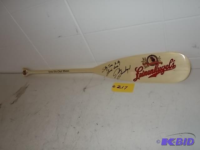 lot 217 image: Leinenkugel Canoe Paddle, Signed By John Lein...