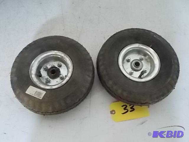 lot 33 image: (2) 10" Air Tires, 58" Hub...
