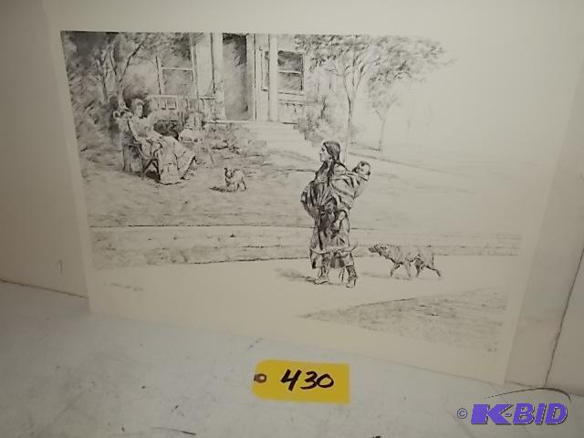 lot 430 image: 1900 Drawing Print Copy, 23 x 17.5...