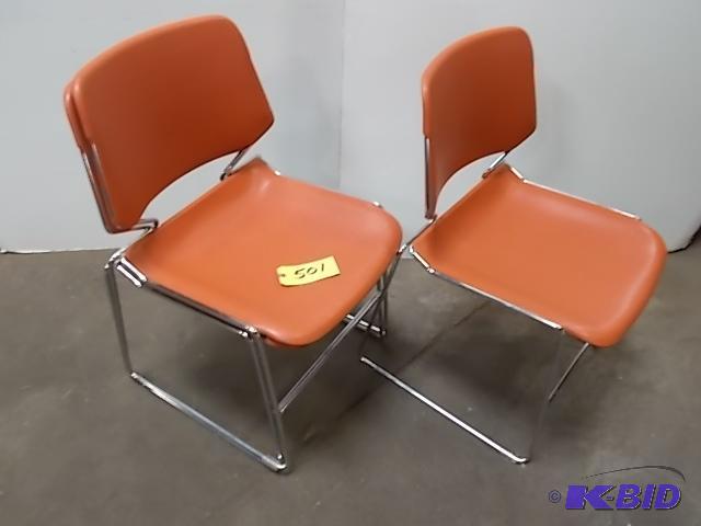 lot 501 image: (12) Poly  Steel Stacking Chairs...