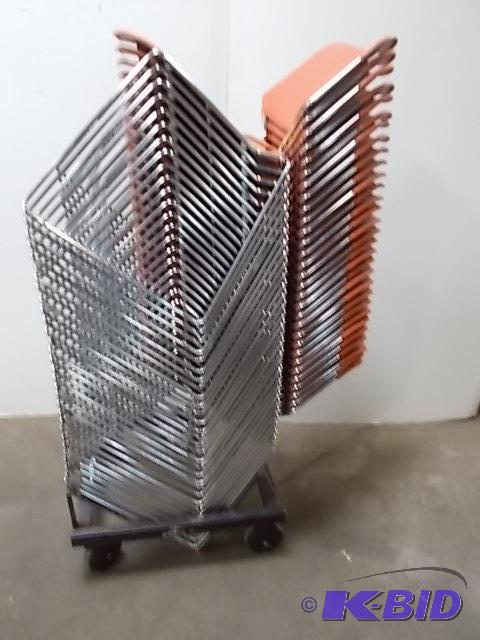 lot 502 image: (30) Poly  Steel Stacking Chairs with Cart...