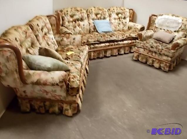 lot 516 image: Sofa, Loveseat, Chair, & Pillows...