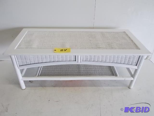 lot 84 image: Wicker & Wood Coffeee Table, 42 x 19...