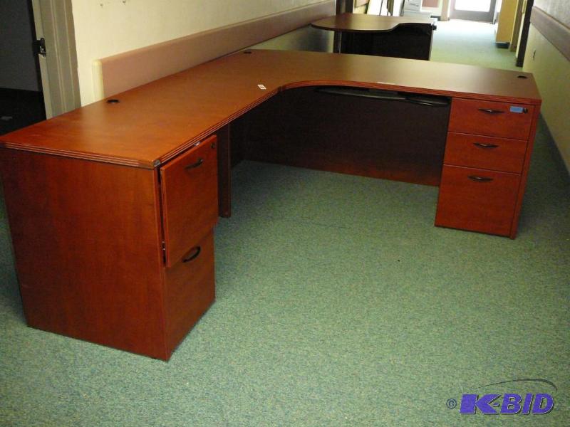 lot 12 image: Cherryman&nbsp5 drawer office desk with key ...