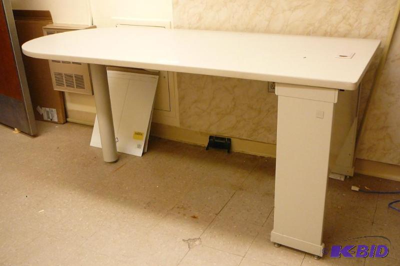lot 122 image: Metal table with wooden top  7ft&nbspL ...