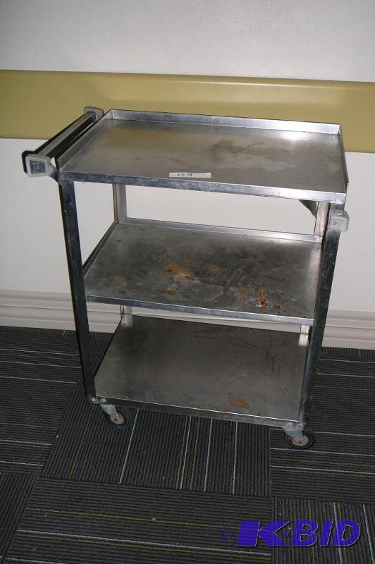 lot 129 image: Stainless steel cart on casters ...