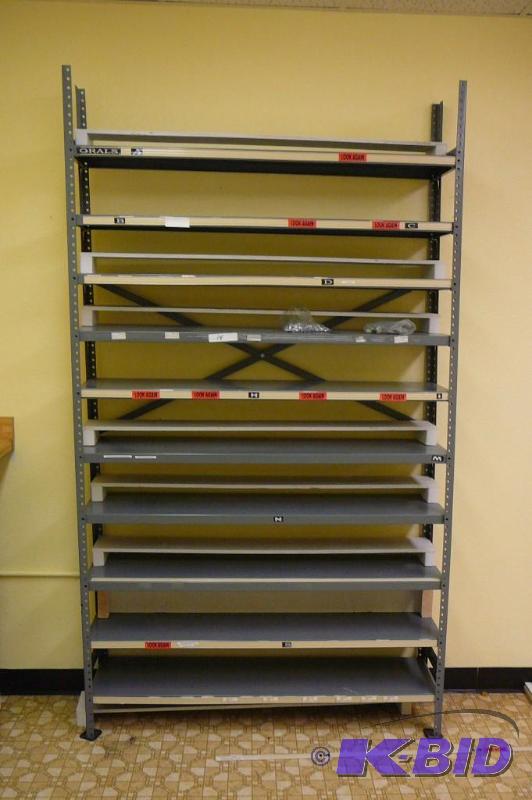 lot 14 image: Steel racking and shelves 12&quotW x 4FT lon...