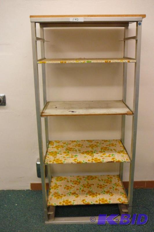 lot 140 image: Aluminum and wood shelf with 5 shelves 63-12...