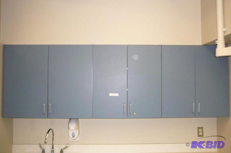 lot 147 image: Upper wooden cabinets with shelves 94&quotW ...
