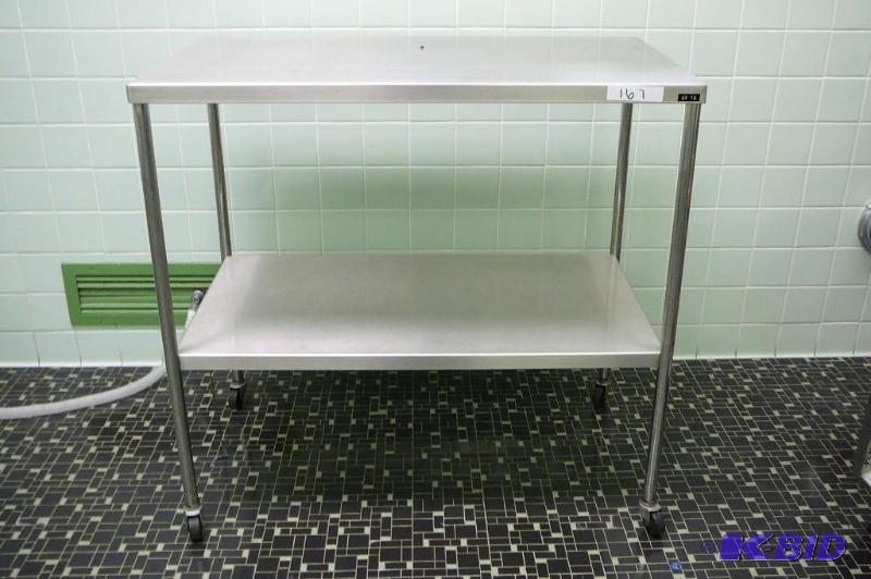 lot 167 image: Stainless steel cart on casters 36&quotL x 2...