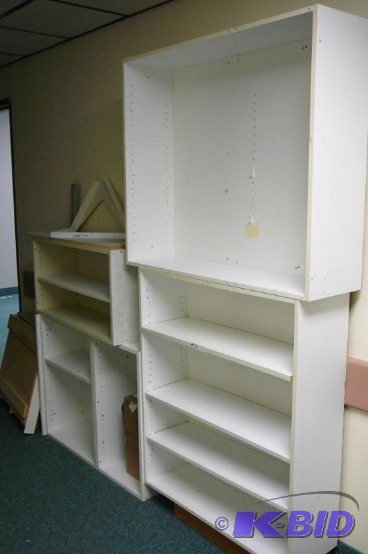 lot 19 image: Large lot of white shelving and drawers and m...