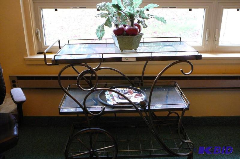 lot 56 image: Decorative cart with glass shelves  ...