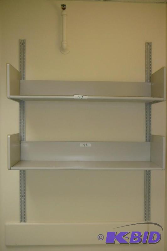 lot 183 image: 2 metal wall shelves with brackets  ...
