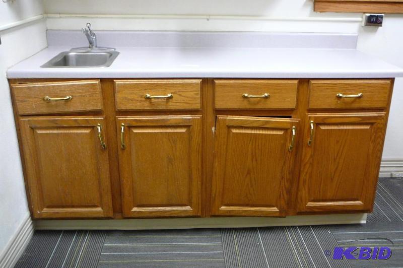 lot 198 image: Oak base cabinet with sink and counter top&nb...