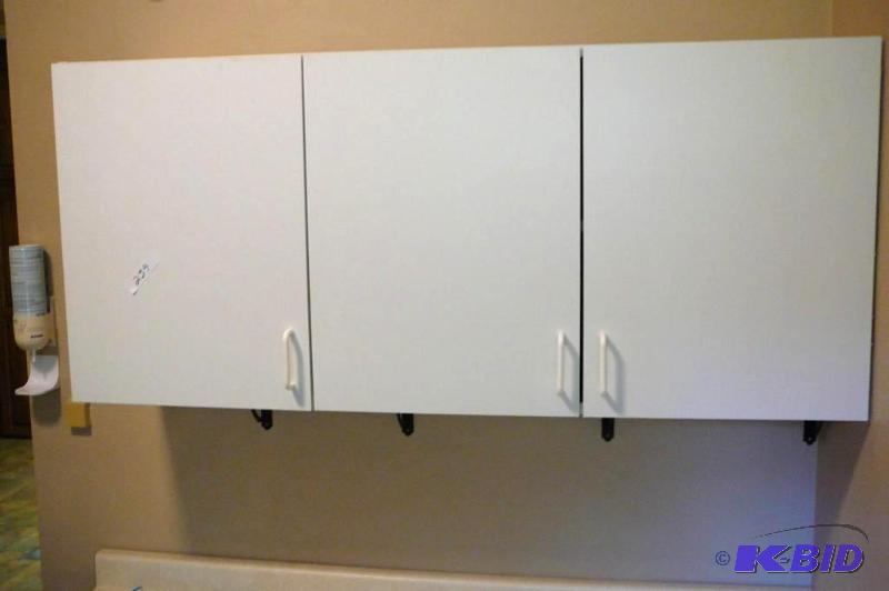 lot 239 image: Upper cabinets with shelves wooden 45&quotW ...