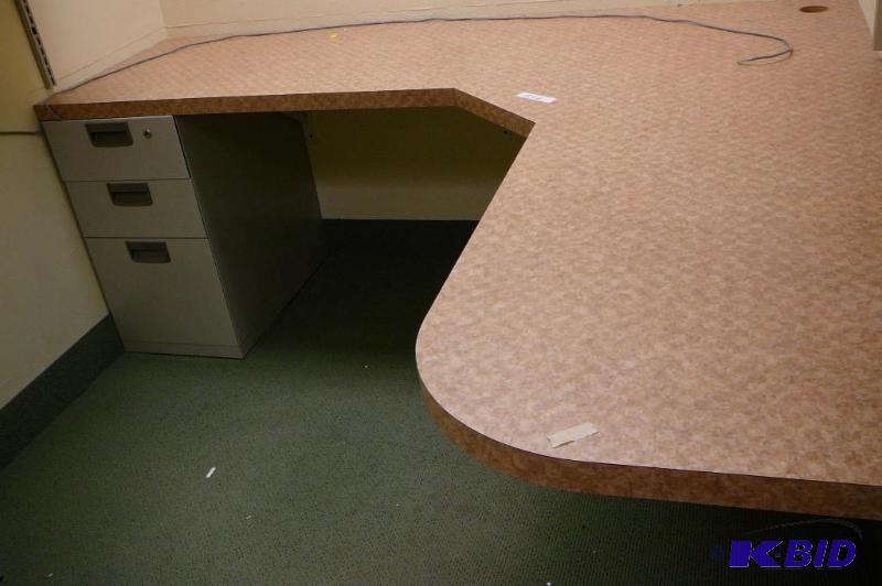 lot 246 image: Formica&nbspcounter top desk with metal cabi...