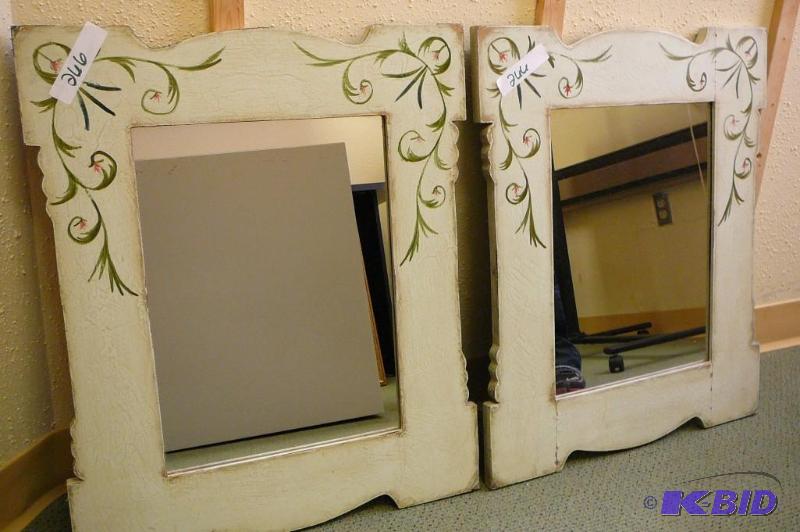 lot 266 image: Pair of Celadon&nbspvintage mirrors 20-12&q...