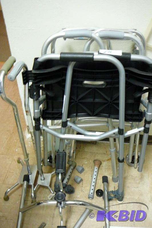 lot 274 image: Large lot of walkers, canes, walker with seat...