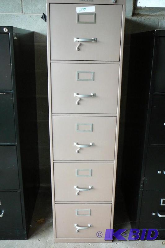 lot 299 image: Shaw-walker 5 drawer metal filing cabinet...