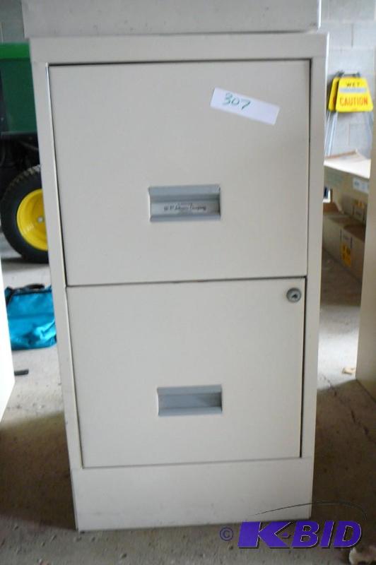 lot 307 image: 2 drawer metal filing cabinet...