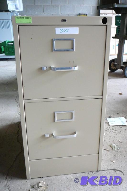 lot 308 image: Hon 2 drawer metal filing cabinet...