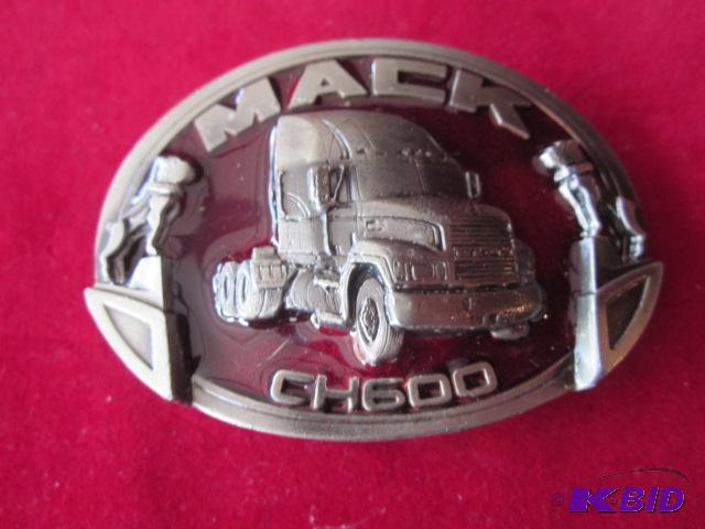 lot 19 image: Vintage red enamel and metal embossed Mack CH...