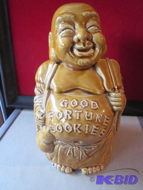 lot 62 image: Large 15 inch Buddha cookie jar, made in Japa...
