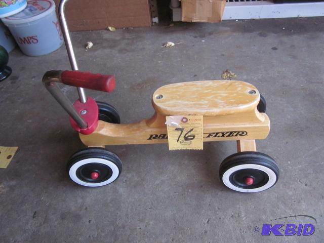 lot 76 image: Wooden Radio Flyer trike. ...