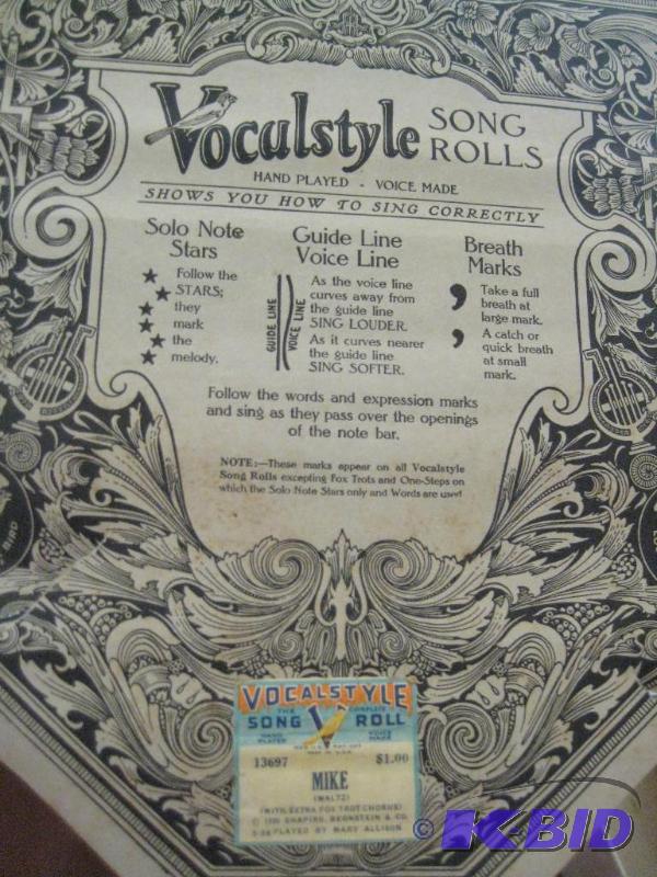 Vocalstyle Song Roll for Player Piano (Vintage)