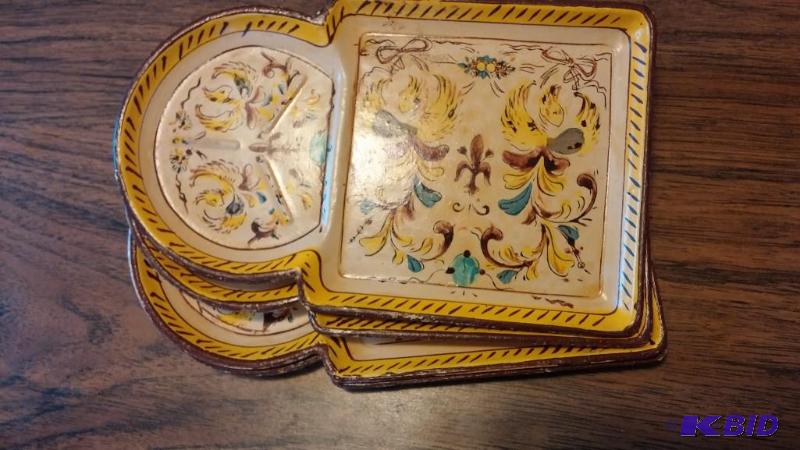Set of 4 vintage snack trays