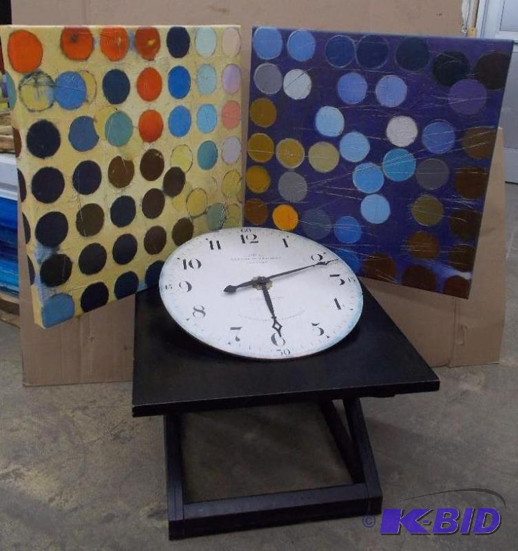 End Table with a Clock and Paintings