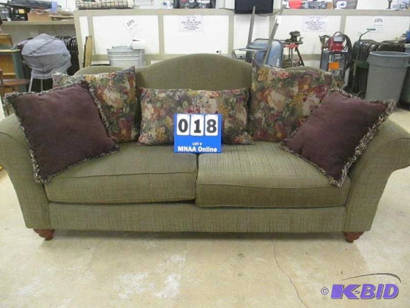 lot 00018 image: Green Upholstered Sofa