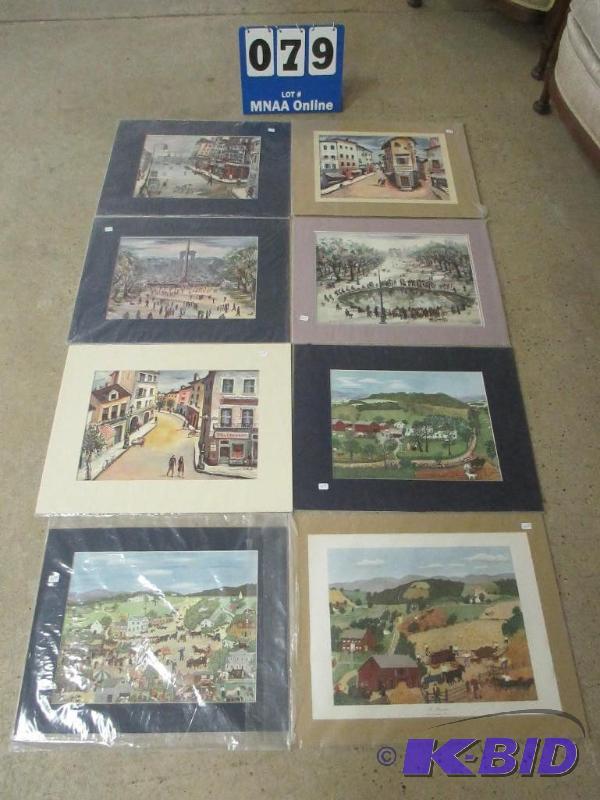 lot 00079 image: 8 Colored Street & Farm Scene Prints