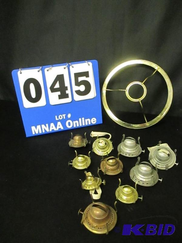 lot 45 image: 11 Vintage Kerosene Lamp Parts