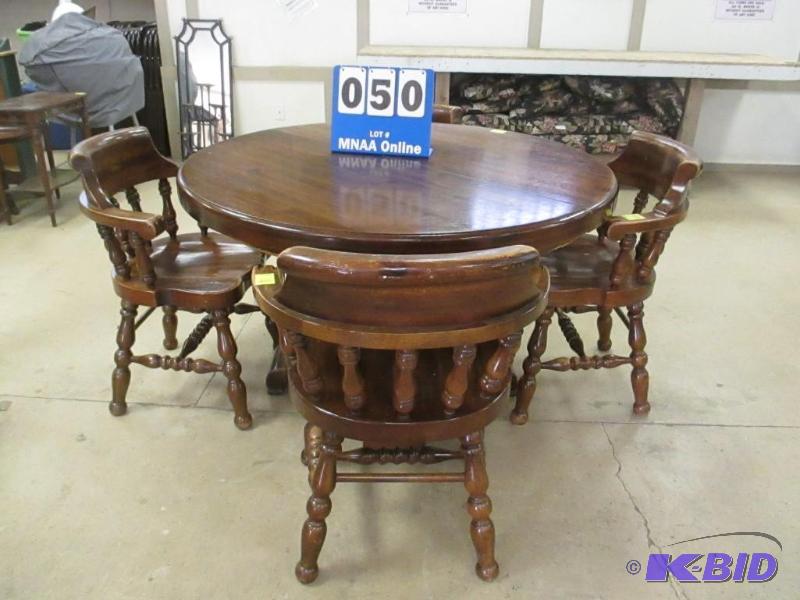 lot 50 image: Rounds Solid Wood Table & Chairs