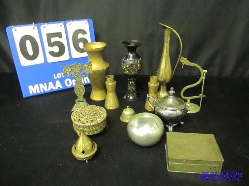 lot 56 image: 13 Pieces Decorative Brass & Silverplate