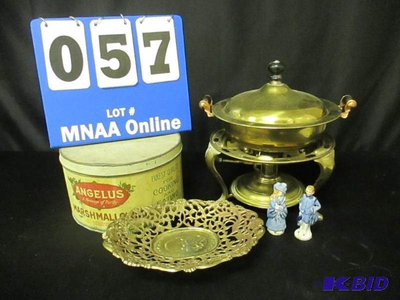 lot 57 image: Brass Chafing Dish Tin & Brass Plate